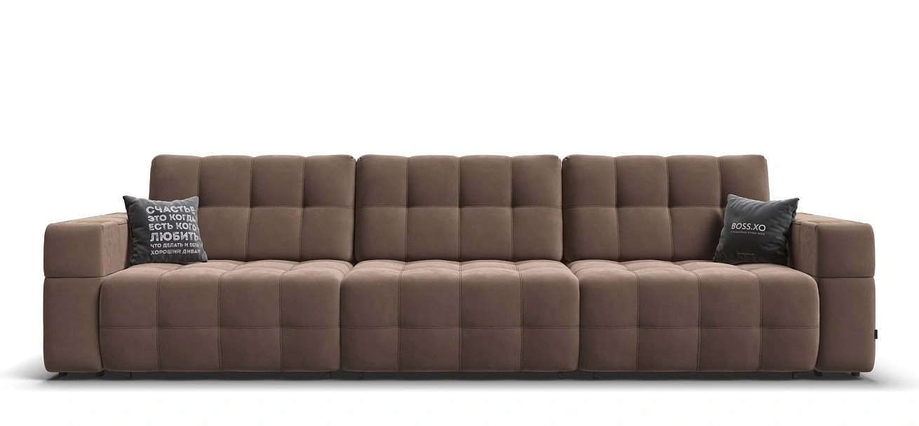 Диван Босс ХО Макс Велюр Монолит мокко / Дымчатый Крафт
