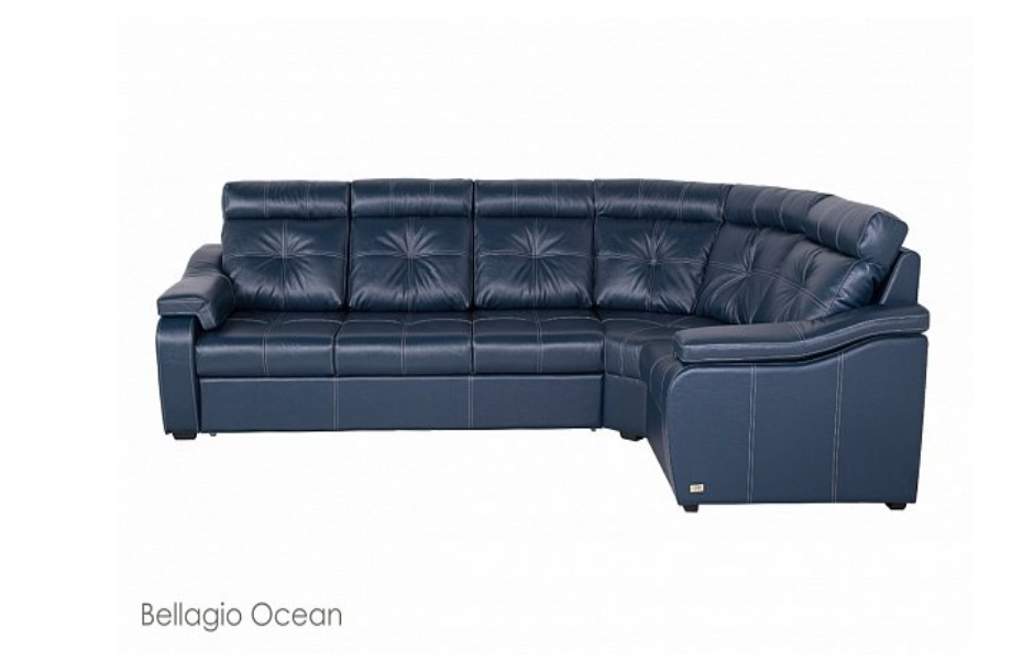 Угловой диван Модульный Кёльн с тумбой , Синий, Кожа Bellagio Ocean
