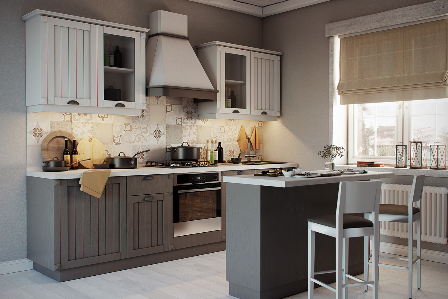 Кухня с островом Кантри