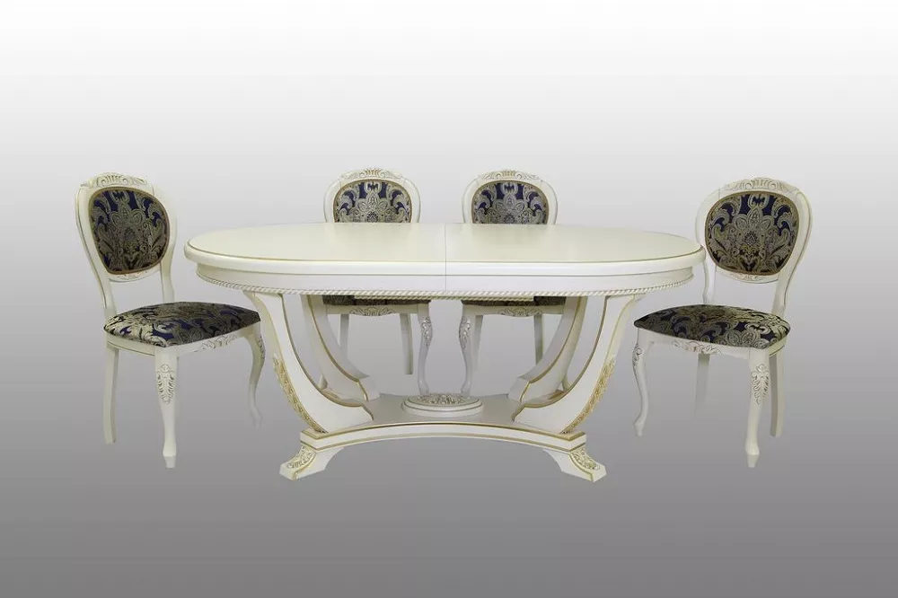 Стол "Румыния" новая 180/240 + 4 стула "Арго" с резьбой