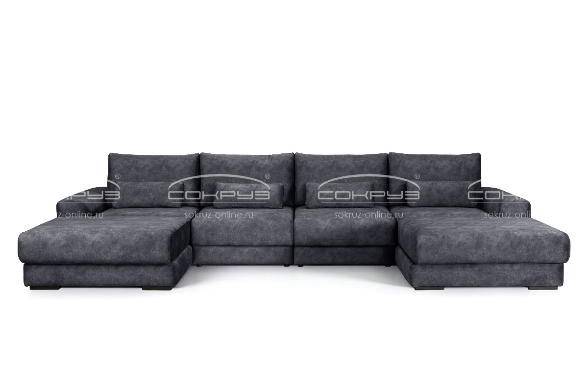 Модульный диван Палермо 2В/1 п-образный, черный