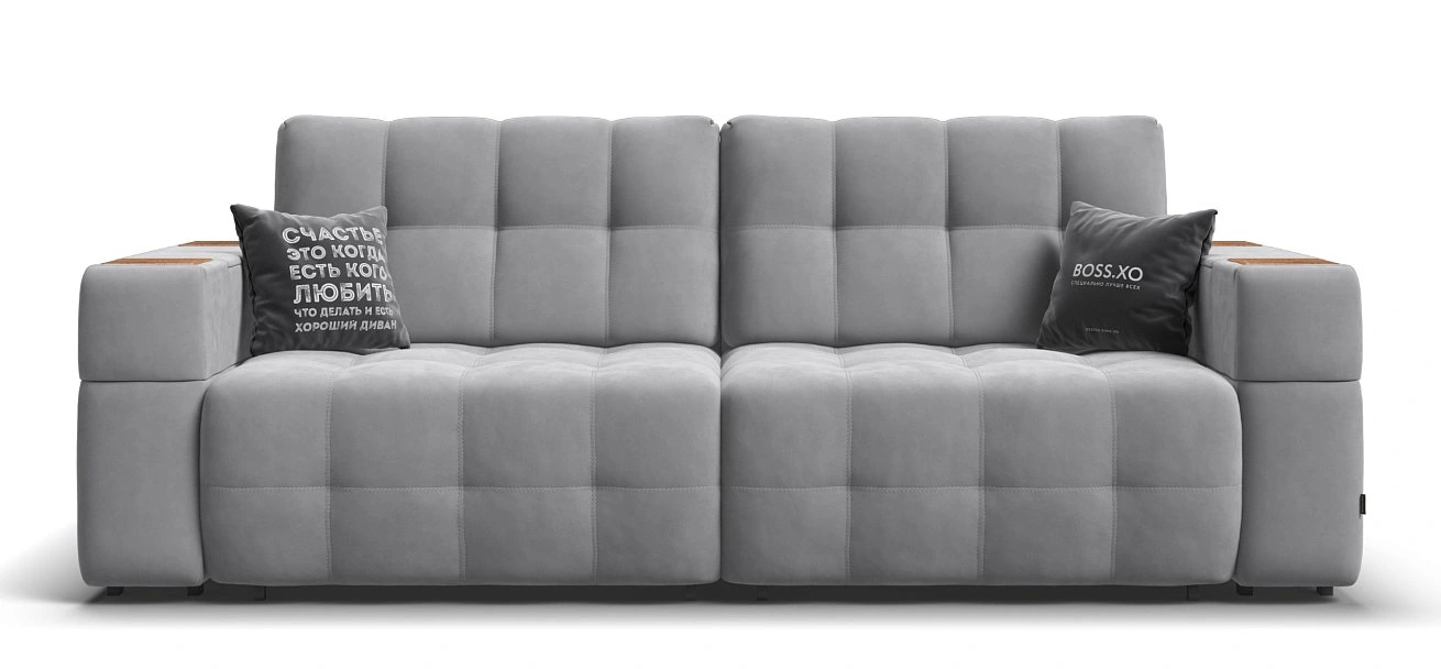Диван Босс ХО Велюр Монолит сталь / Дымчатый Крафт