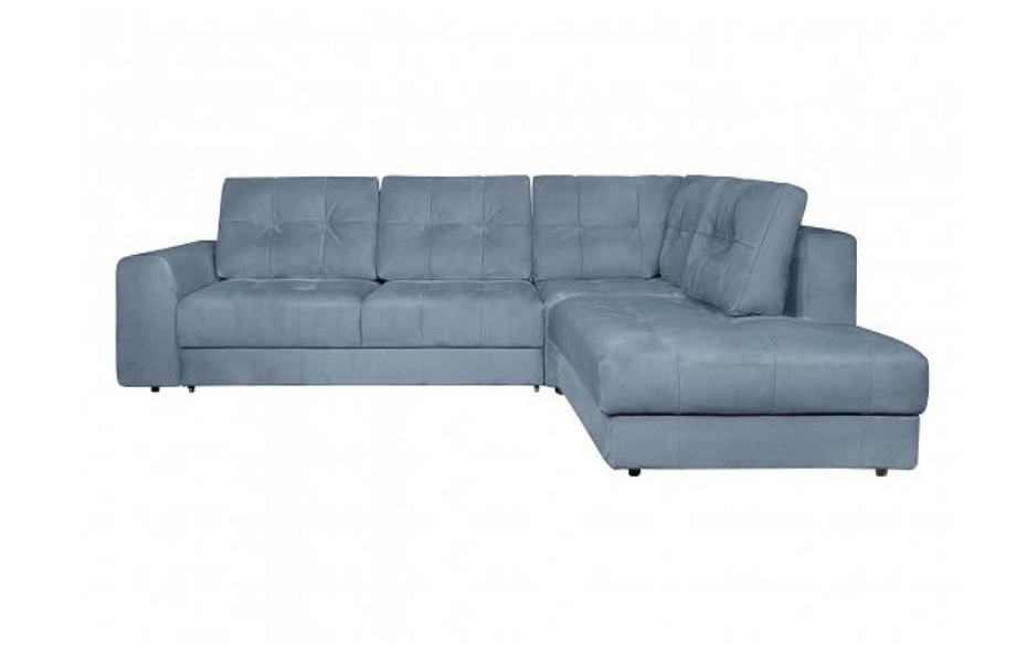 Угловой диван Модульный Брайтон с оттоманкой, Синий, Ткань Smile Dasty Blue