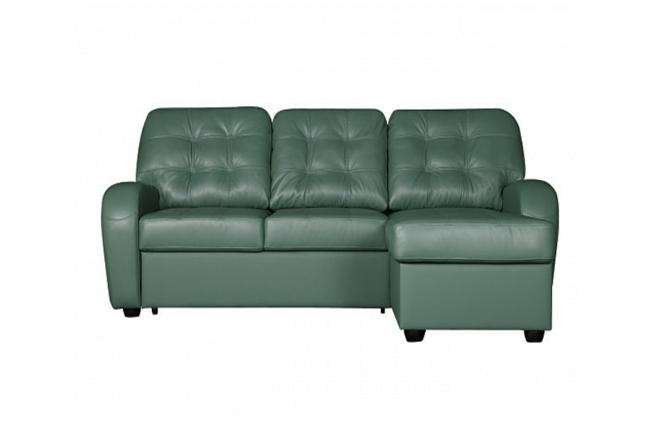 Угловой диван Сидней с канапе, Зеленый, Кожа Supreme Mint