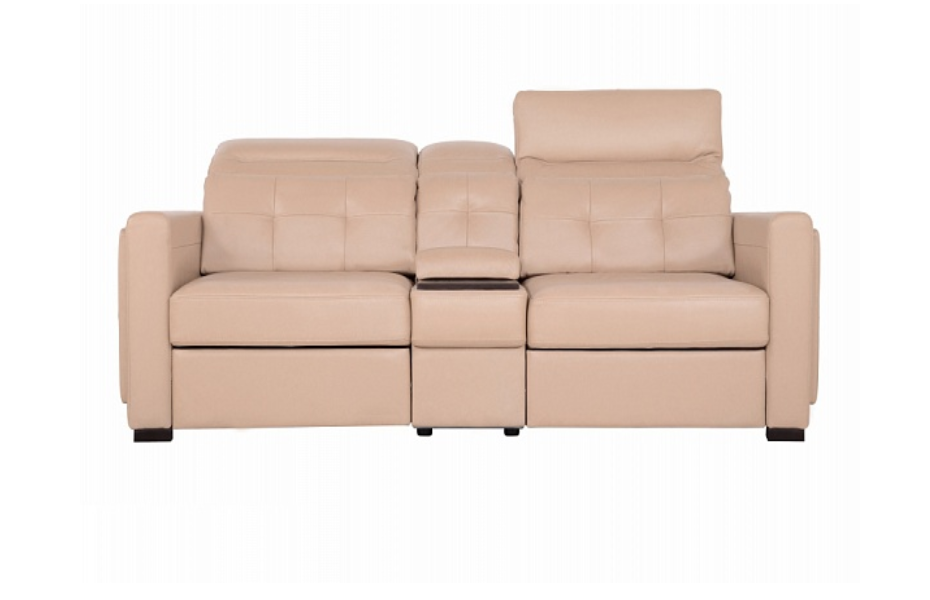 Диван Торонто 2р с баром , Бежевый, Кожа Madras Canvas