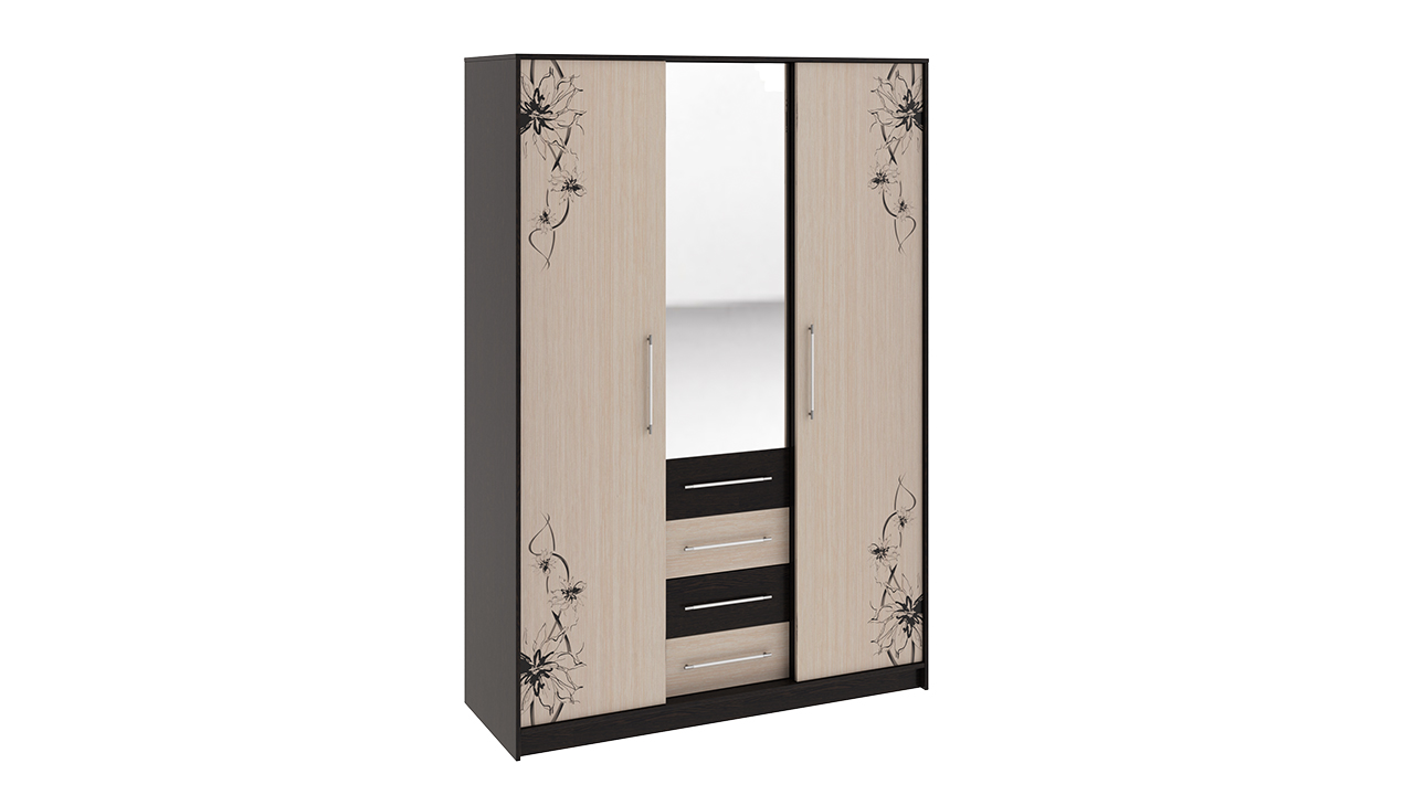 Шкаф «Бостон» (Венге Цаво, Дуб Белфорт с рисунком)