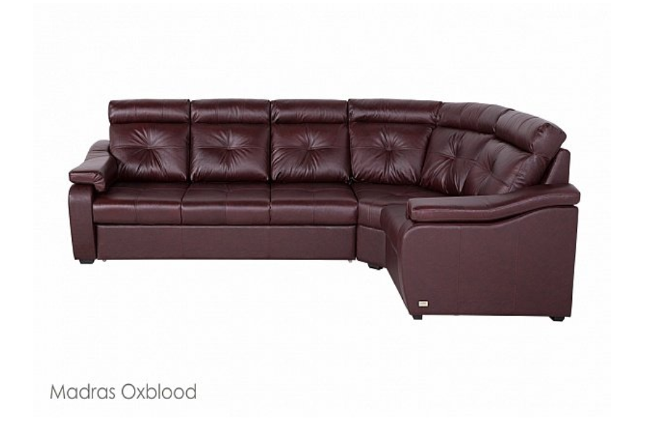 Угловой диван Модульный Кёльн с тумбой , Коричневый, Кожа Madras Oxblood