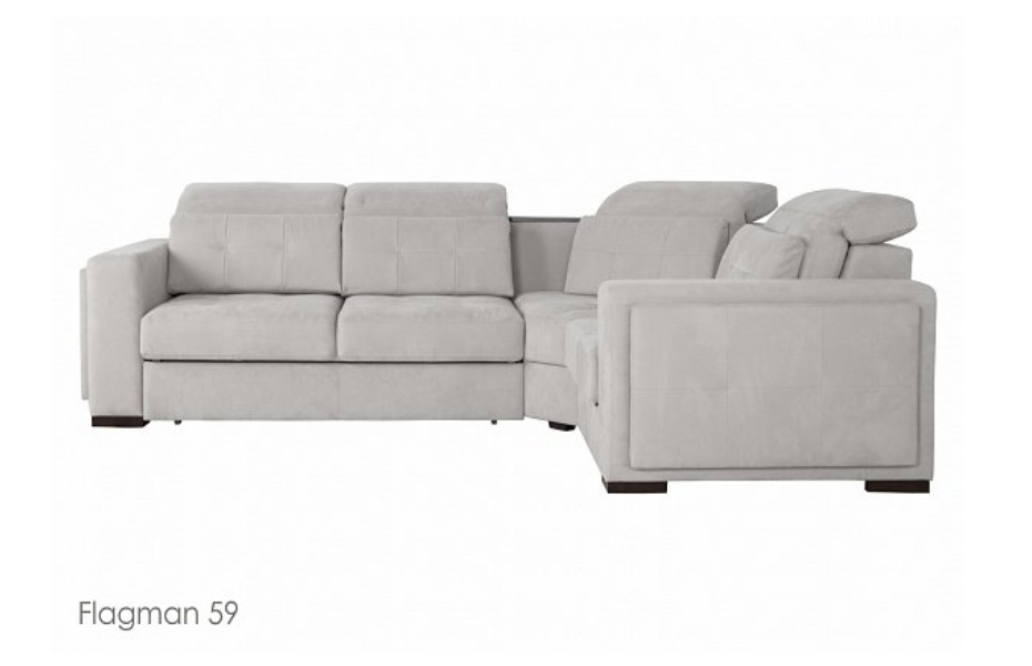 Угловой диван Торонто с тумбой , Серый, Ткань Flagman 59