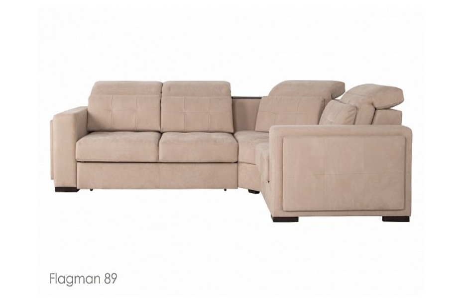 Угловой диван Торонто с тумбой , Бежевый, Ткань Flagman 89