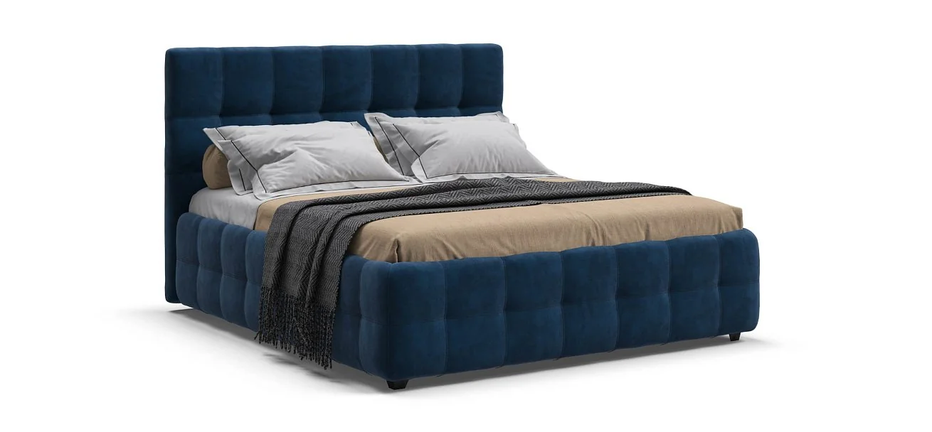 Босс Кровать+ПМ 160*200 велюр Монолит синий Divan BOSS - ДИВАН БОСС