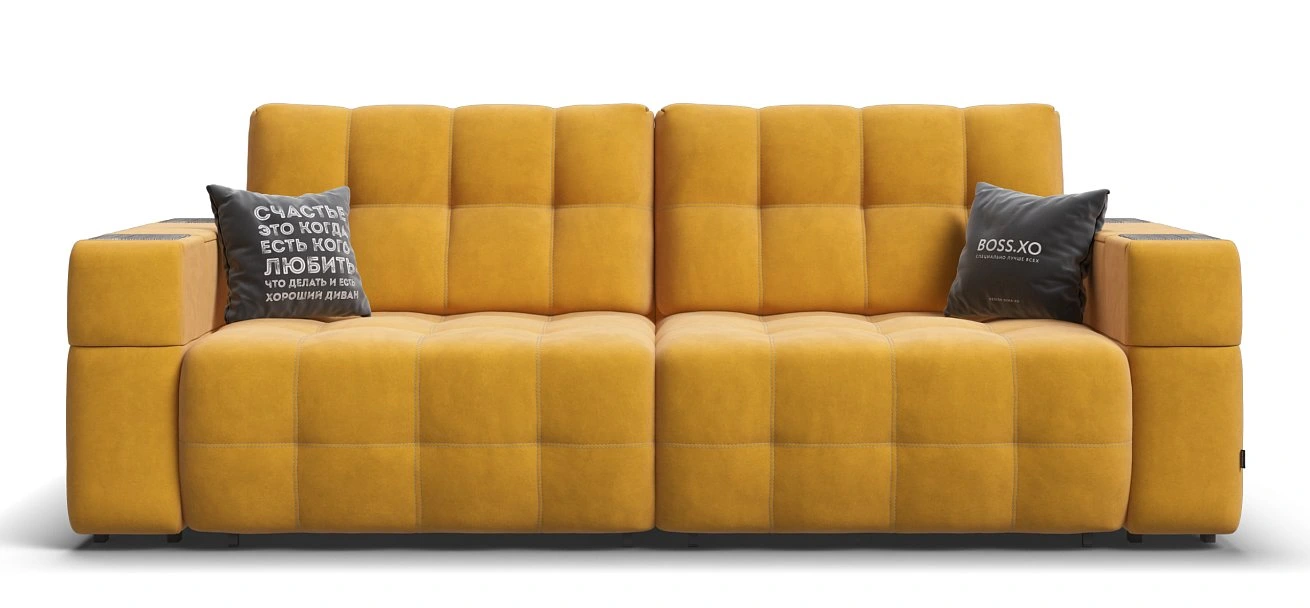 Диван Босс ХО Велюр Монолит желтый / Камень
