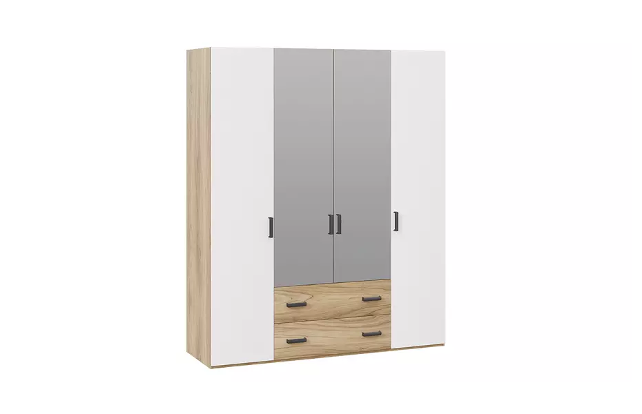 Шкаф комбинированный с ящиками с 2 глухими и 2 зеркальными дверями «Рико» - СМ-340.07.444