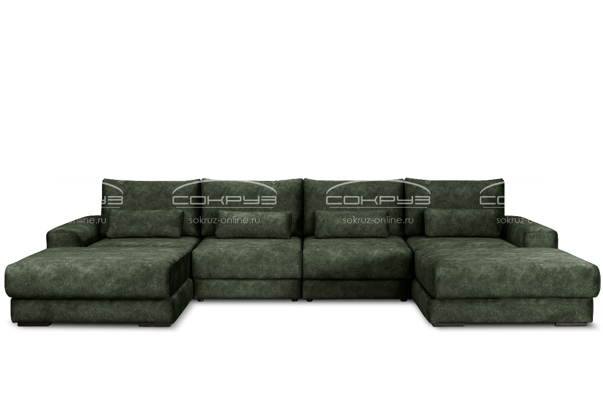 Модульный диван Палермо 2В/1 п-образный, зеленый