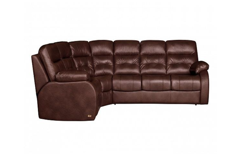 Угловой диван Рей с тумбой, Коричневый, Кожа Bellagio Marrone