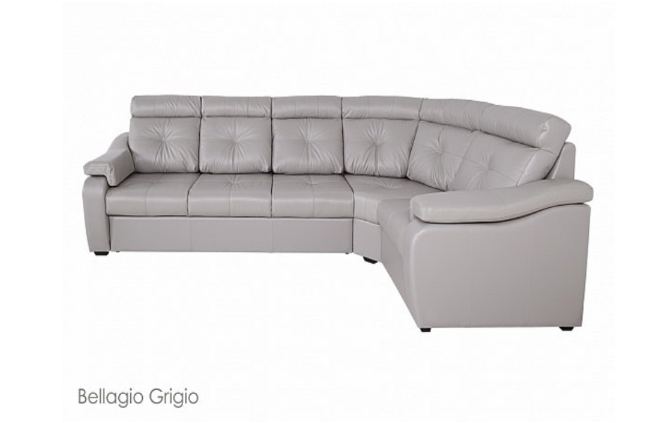Угловой диван Модульный Кёльн с тумбой , Серый, Кожа Bellagio Grigio