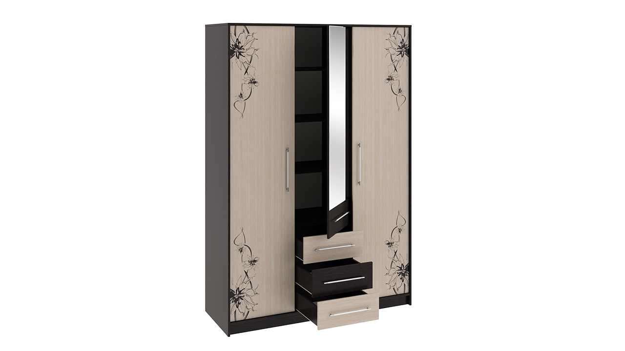 Шкаф «Бостон» (Венге Цаво, Дуб Белфорт с рисунком)