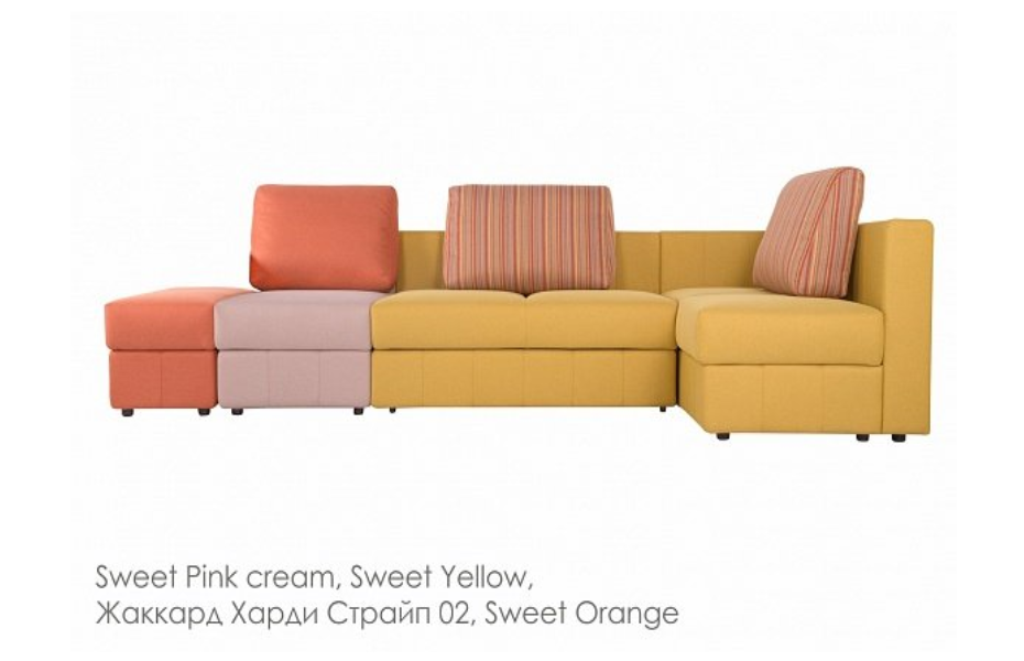 Угловой диван Смарт модульный , Желтый, Ткань Sweet Yellow