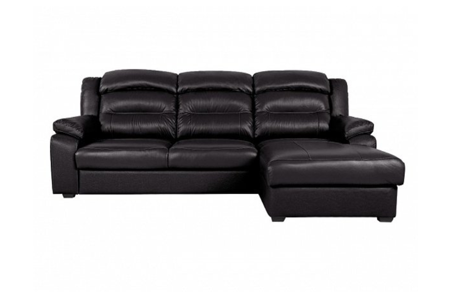 Угловой диван Модульный Денвер с канапе, Черный, Кожа Bellagio Carbon