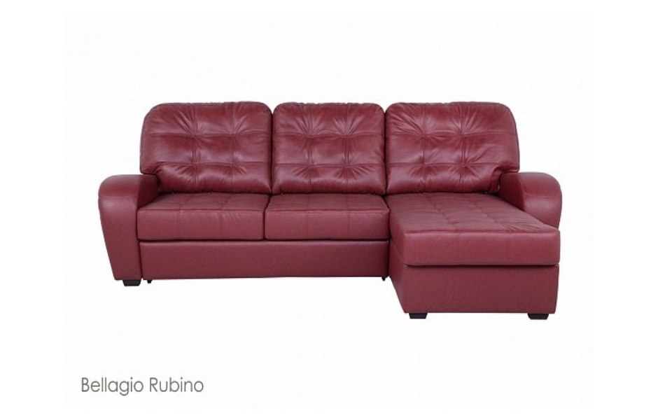 Угловой диван Монреаль с канапе, Бордовый, Кожа Bellagio Rubino