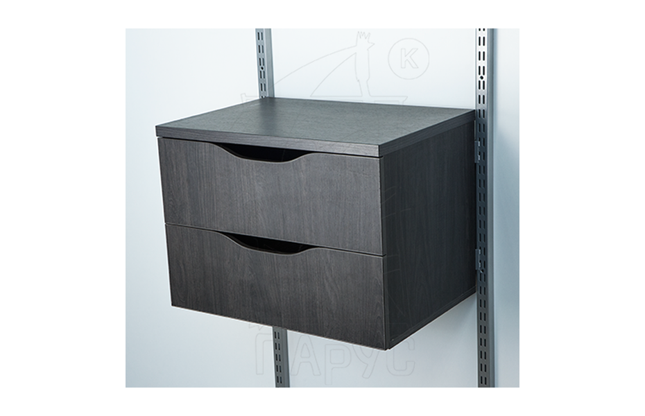 Тумба ЛДСП 581х431х416 мм (2 ящика, напр. Hettich) (карбон)