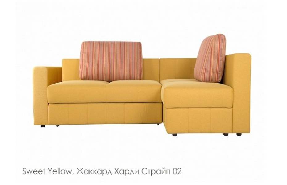 Угловой диван Смарт 220 с канапе и подлокотником , Желтый, Ткань Sweet Yellow