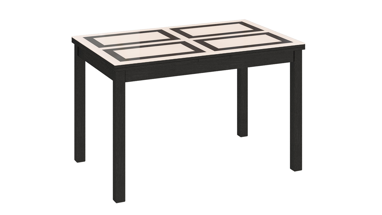 Обеденный раздвижной стол со стеклом «Диез Т11» (Венге/дуб миланский стекло с рисунком)
