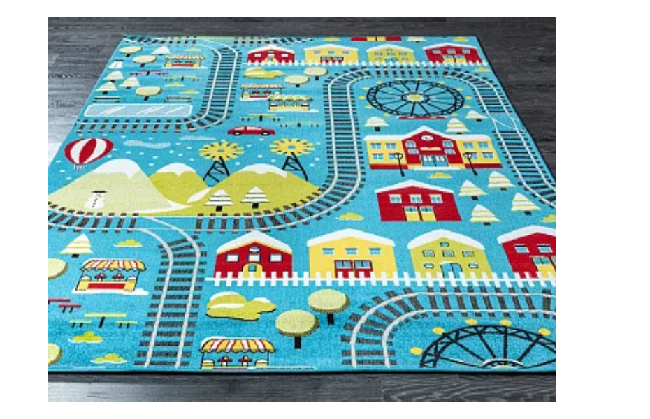 Турецкий ковер из синтетики «PLAYGROUND» D604A-BLUE Мир ковров