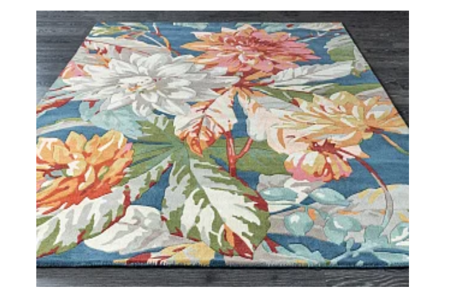 Индийский ковер из шерсти «SANDERSON» Dahlia & Rosehip Teal 50608 Мир ковров