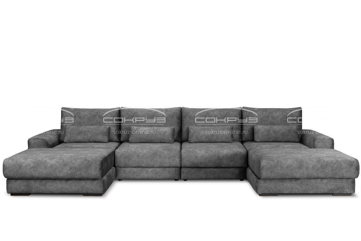 Модульный диван Палермо 2В/1 п-образный, серый