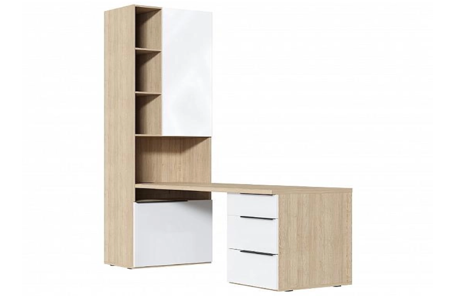 Стол письменный Некст кристал со стеллажом