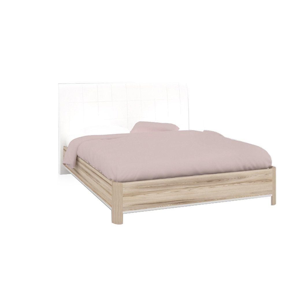Кровать двуспальная 1600 с мягким изголовьем марта (белый/Дезира Эш)