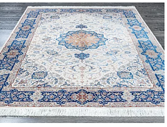 Иранский ковер из шёлка и акрила «MASTERPIECE QUM» 036-21-ISFAHAN BLUE-CREAM 200 x 300 см Мир ковров