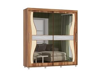 Шкаф-купе Комфорт-12 Прайм с фигурными зеркалами слива валлис