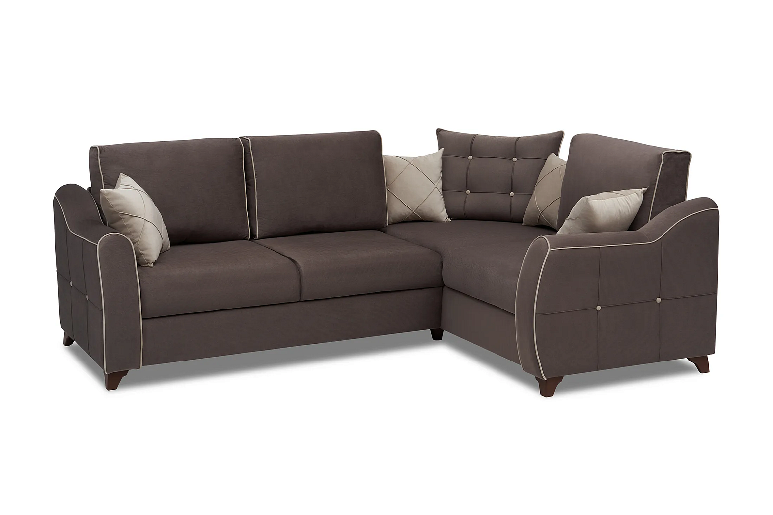 Диван угловой дельфин Френсис коричневый / светло-бежевый