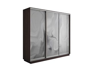 Шкаф-купе трехдверный Экспресс 2 венге / фотопечать шелк