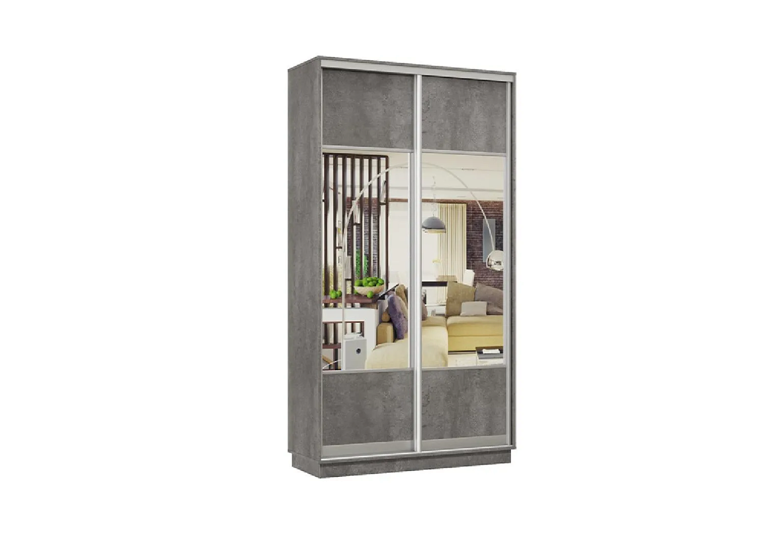 Шкаф-купе двухдверный Ригель мини бетон