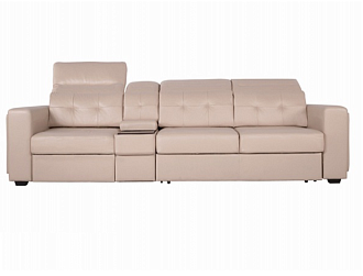 Диван Торонто 3р с баром, Бежевый, Кожа Bellagio Lama Home Collection