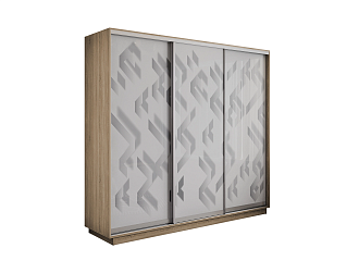Шкаф-купе трехдверный Экспресс 2 дуб сонома / фотопечать ленты