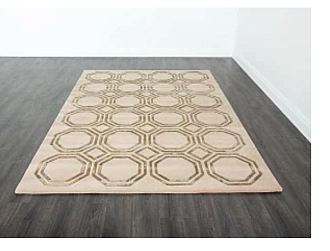 Индийский ковер из арт-шёлка и шерсти «OCTAGON RUG» LIGHT BEIGE Мир ковров