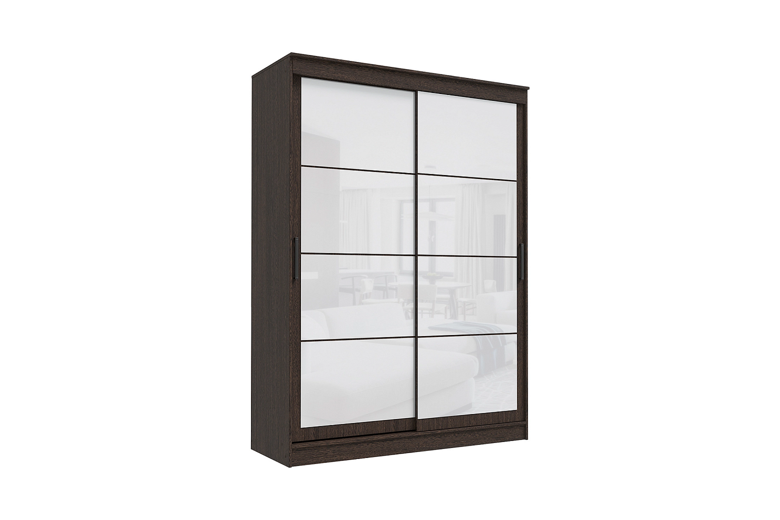 Шкаф-купе 2-х створчатый Гранд венге / лакобель белая