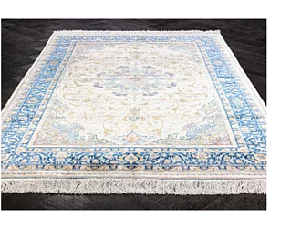 Иранский ковер из шёлка, модала и акрила «MASTERPIECE QUM» 032-23-15100-CREAM-BLUE Katrin 150 x 225 см