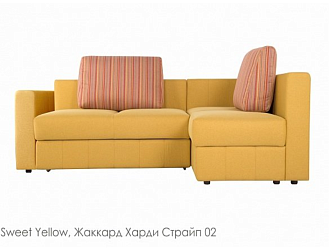 Угловой диван Смарт 220 с канапе и подлокотником , Желтый, Ткань Sweet Yellow Home Collection