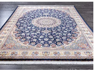 Иранский ковер из шёлка, модала и акрила «MASTERPIECE QUM» 003-22-TABRIZ BLUE-OLIVE 200 x 300 см Мир ковров