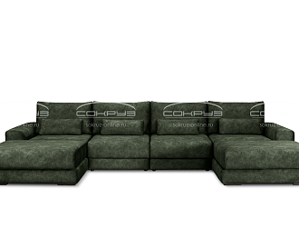 Модульный диван Палермо 2В/1 п-образный, зеленый