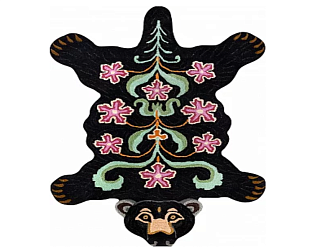 Индийский ковер из шерсти «FAUNA FUN» FLORAL BEAR BLACK 60 x 90 см Мир ковров