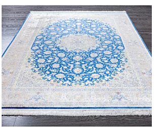 Иранский ковер из шёлка, модала и акрила «MASTERPIECE QUM» 003-22-TABRIZ BLUE-OLIVE 200 x 300 см Мир ковров