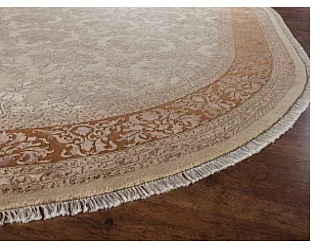 Индийский ковер из шерсти и арт-шёлка «KING OF AGRA» NO54-CRE-GLD14976(Oval) 70 x 137 см Мир ковров