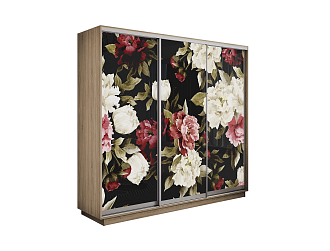 Шкаф-купе трехдверный Экспресс 2 дуб сонома / фотопечать пионы
