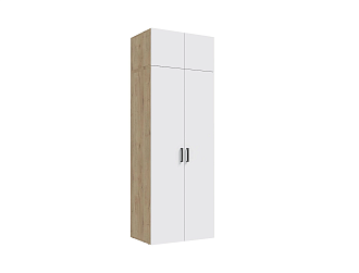 Шкаф 2-х створчатый Аксельмуд с антресолью дуб вотан / белый гладкий
