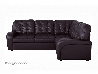 Угловой диван Сидней с тумбой, Черный, Кожа Bellagio Mocca Home Collection